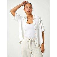 Roman Petite Button Up Pocket Shirt - White