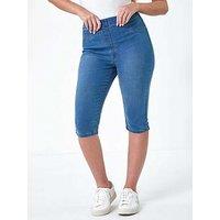 Roman Stretch Knee Length Pedal Pusher - Blue