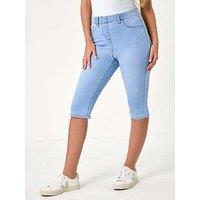 Roman Stretch Knee Length Pedal Pusher - Blue
