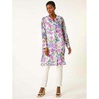 Roman Floral Print Longline Blouse