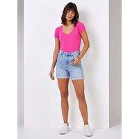 Roman Stretch Denim Mom Shorts