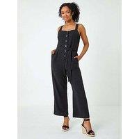 Roman Petite Sleeveless Linen Blend Jumpsuit