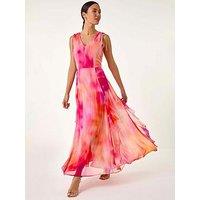 Roman Abstract Print Frill Maxi Dress
