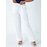 Roman Petite Wide Leg Linen Blend Trouser