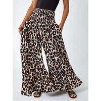 Roman Animal Shirred Palazzo Stretch Trouser