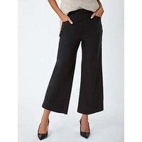 Roman Cropped Stretch Culotte - Black