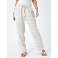 Roman Petite Linen Blend Stripe Trousers