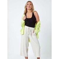Roman Petite Linen Mix Wide Cropped Trousers