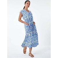 Roman Aztec Print Midi Smock Dress