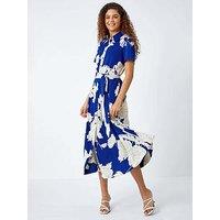 Roman Contrast Floral Print Shirt Dress