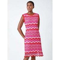 Roman Zig Zag Print Knitted Shift Dress