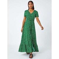 Roman Spot Print Frill Hem Maxi Dress