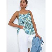 Roman Aztec Print Pleat Front Cami Top