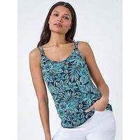 Roman Floral Print Strap Detail Cami Top