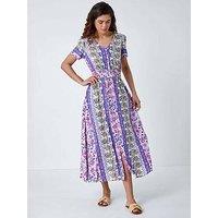 Roman Abstract Print Button Maxi Dress