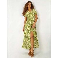 Roman Floral Print Button Detail Maxi Dress