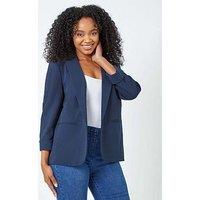 Roman Petite 3/4 Sleeve Classic Stretch Blazer - Navy