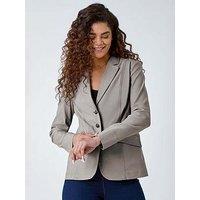 Roman Stretch Button Detail Blazer - Brown