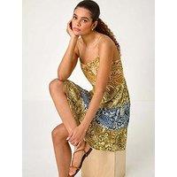 Roman Patchwork Paisley Print Tiered Dress