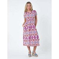 Roman Petite Aztec Print Stretch Pocket Midi Dress