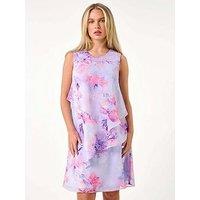Roman Petite Floral Print Tiered Chiffon Dress