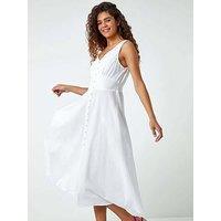 Roman Button Detail Cotton Midi Dress