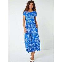 Roman Floral Print Midi Stretch Dress