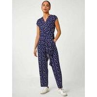 Roman Petite Polka Dot Stretch Jumpsuit