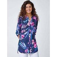 Roman Tropical Print Longline Blouse
