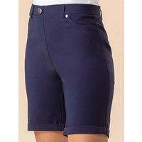 Roman Elastic Waist Turn Up Stretch Shorts