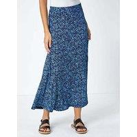 Roman Ditsy Floral Elastic Waist A Line Midi Skirt
