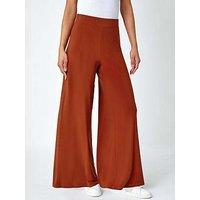 Roman Elastic Waist Wide Leg Stretch Trousers - Orange