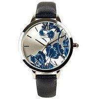 Lipsy Blue Strap Watch With Blue And Silver Floral Print Dial