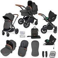 Ickle Bubba Stomp Luxe 12 Piece Travel System With I-Size Cirrus Car Seat & Isofix Base - Black / Charcoal Grey / Tan