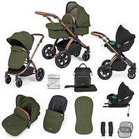 Ickle Bubba Stomp Luxe 12 Piece Travel System With I-Size Cirrus Car Seat & Isofix Base - Bronze / Woodland / Tan