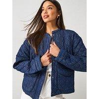 Only Hallie Quilted Denim Jacket - Blue
