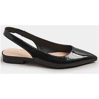 Long Tall Sally Flat Patent Pointed Toe Slingbacks - Black