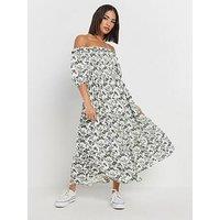 Pixiegirl Petite Floral Puff Sleeve Midi Dress