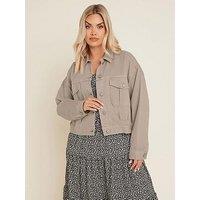 Yours Curve Balloon Hem Denim Jacket - Brown