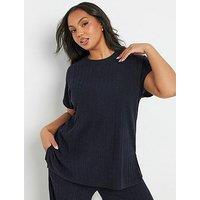 Yours Curve Knitted T-Shirt - Navy