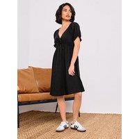 Pixiegirl Petite Tie Front Cheesecloth Dress - Black