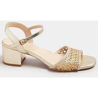 Long Tall Sally Woven Block Heel Sandal - Gold