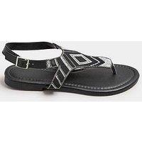 Yours Extra Wide Fit Beaded T-Bar Sandal