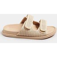 Yours Extra Wide Fit Woven Double Strap Sandal - Natural