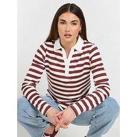 Long Tall Sally Tall Stripe Half Placket Polo Tee - Brown