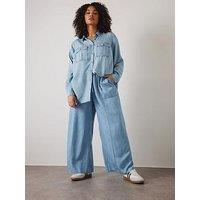 Evans Wide Leg Trouser - Blue