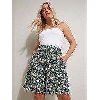 Yours Curve Crinkle Jersey Short - Black