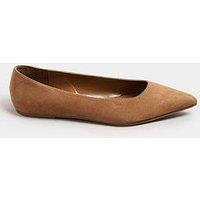Long Tall Sally Suedette Ballet Pumps - Brown