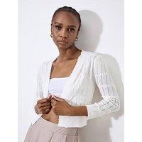 Apricot Pointelle Chevron Shrug - Cream