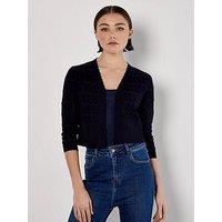 Apricot Pointelle Chevron Shrug - Navy